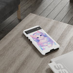 Pastel Cat Phone Case, Headphones Glitch Color Block Cover