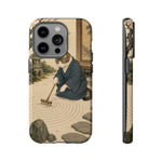 Zen Garden Cat Phone Case, Sand Spiral Japanese Art Cover