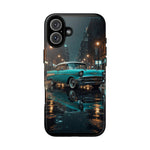 Vintage Teal 1957 Bel Air Classic Car Tough Case | Retro Rainy City Phone Cover