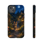 Moonlit Garden Cat Phone Case, Firefly Painterly Art Cover