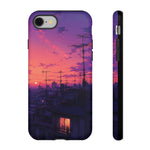 Anime City Rooftop Sunset Tough Phone Case Cover Gift Art