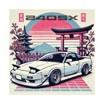 240SX Poster JDM Drift Car Japanese Rising Sun Cherry Blossom Wall Art
