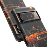 Orange Cuda Phone Case, Rainy City Night Muscle Car Tough Cover