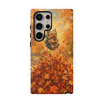 Yorkshire Terrier Jumping in Autumn Leaves Tough Case | Fall Dog Phone Cover