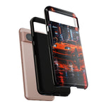 Orange Supra Phone Case, Neon City Night JDM Sports Car Tough Cover