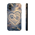 Pet Paw Print Phone Case Snow Heart Tough Cover Gift Art