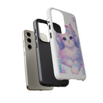 Pastel Cat Phone Case, Headphones Glitch Color Block Cover