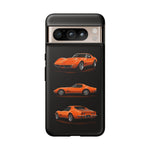 C3 Corvette Art Phone Case Orange, Three-View Vector Cover, Gift