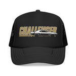 Challenger Foam Trucker Hat – Classic Muscle Car Silhouette Snapback Mesh Cap Retro Style