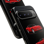 C4 Corvette Art Phone Case Red, Three-View Vector Cover, Gift