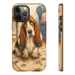 Guilty Basset Hound Phone Case, Muddy Watercolor Art Cover