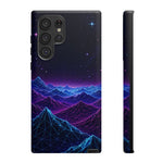 Retro Neon Mountains Phone Case | Vaporwave Galaxy Landscape