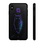 Glitch Owl Silhouette Art Tough Phone Case - Violet Teal