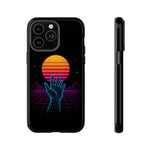 Synthwave Wireframe Hand Retro Sun Phone Case Tough Case