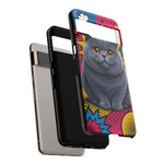 British Shorthair Round Pop Art Tough Phone Case