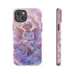 Cherub Cloud Throne Phone Case, Pastel Marble 3D Render Cover