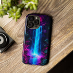 Neon Waterfall Jungle Night Vaporwave Art Tough Phone Case