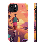 Retro Runner Sunset phone case | 80s Vaporwave jogging design
