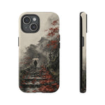 Autumn Temple Steps phone case | Japanese watercolor landscape cover