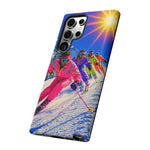Retro Skiers Phone Case | Neon 80s Skiing Tough Cover