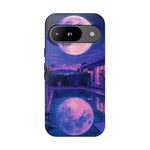 Neon Moonlit Pool Tough Case | Moon Reflection Phone Case, Vaporwave Night Sky