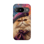 Persian Cat Beret Portrait Tough Phone Case - Painterly