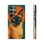 Siamese Cat Retro Halftone Portrait Case - Orange Teal Print
