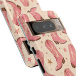 Pink Cowboy Boots phone case | Western pattern | Pastel stars