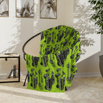 Lime Green Cuda Pattern Blanket | Retro Car Print Velveteen Microfiber