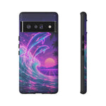 Neon Dolphin Ocean Vaporwave Art Tough Phone Case