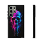Neon Glitch Skull Phone Case, Dripping Paint Scanline Cover