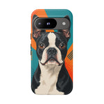 Boston Terrier Pop-Art Portrait Tough Phone Case - Teal Orange