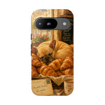 Sleeping French Bulldog with Croissants phone case | cute bakery scene