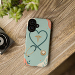 Stethoscope Heart Phone Case, Nurse Icon Teal Cover