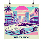 180SX Poster JDM Miami Vaporwave Sunset Drift Car Retro Wall Art