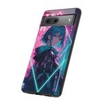 Anime Girl Phone Case Teal, Neon Kanji Calm Gradient Tough Cover