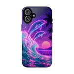 Neon Dolphin Ocean Vaporwave Art Tough Phone Case