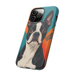 Boston Terrier Pop-Art Portrait Tough Phone Case - Teal Orange