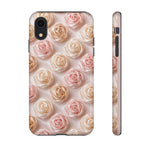 Silk Rose Phone Case, Blush Pink Floral Pattern Tough Cover, Gift