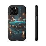 Vintage Teal 1957 Bel Air Classic Car Tough Case | Retro Rainy City Phone Cover