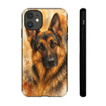 German Shepherd Loyal Watercolor Portrait Art Tough Phone Case