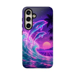 Neon Dolphin Ocean Vaporwave Art Tough Phone Case
