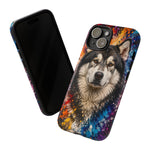 Alaskan Malamute Portrait Tough Phone Case - Vivid Paint Splatter