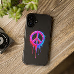 Glitch Peace Sign Phone Case, RGB Melt Digital Art Tough Cover, Gift