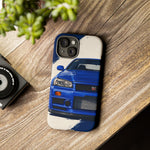 R34 Skyline GT-R Bayside Blue Tough Phone Case for 90s JDM Fans