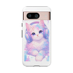 Pastel Cat Phone Case, Headphones Glitch Color Block Cover