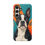 Boston Terrier Pop-Art Portrait Tough Phone Case - Teal Orange