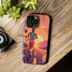 Retro Runner Sunset phone case | 80s Vaporwave jogging design