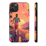 Retro Runner Sunset phone case | 80s Vaporwave jogging design