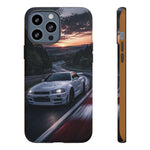 Skyline GT-R R34 White Nurburgring Speed Art Tough Phone Case